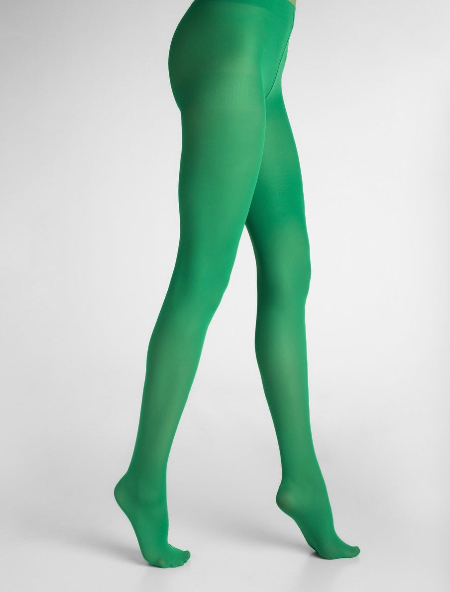 Green tights 40 den semi sheer biodegradable Aloe Vera hosiery ladder free tights
