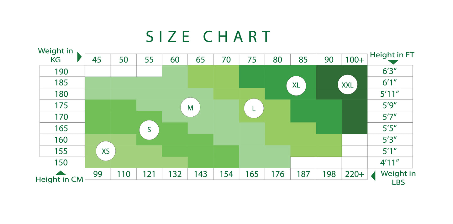 Size chart FSC Amni Soul Eco  40 den semi sheer biodegradable Aloe Vera hosiery tights